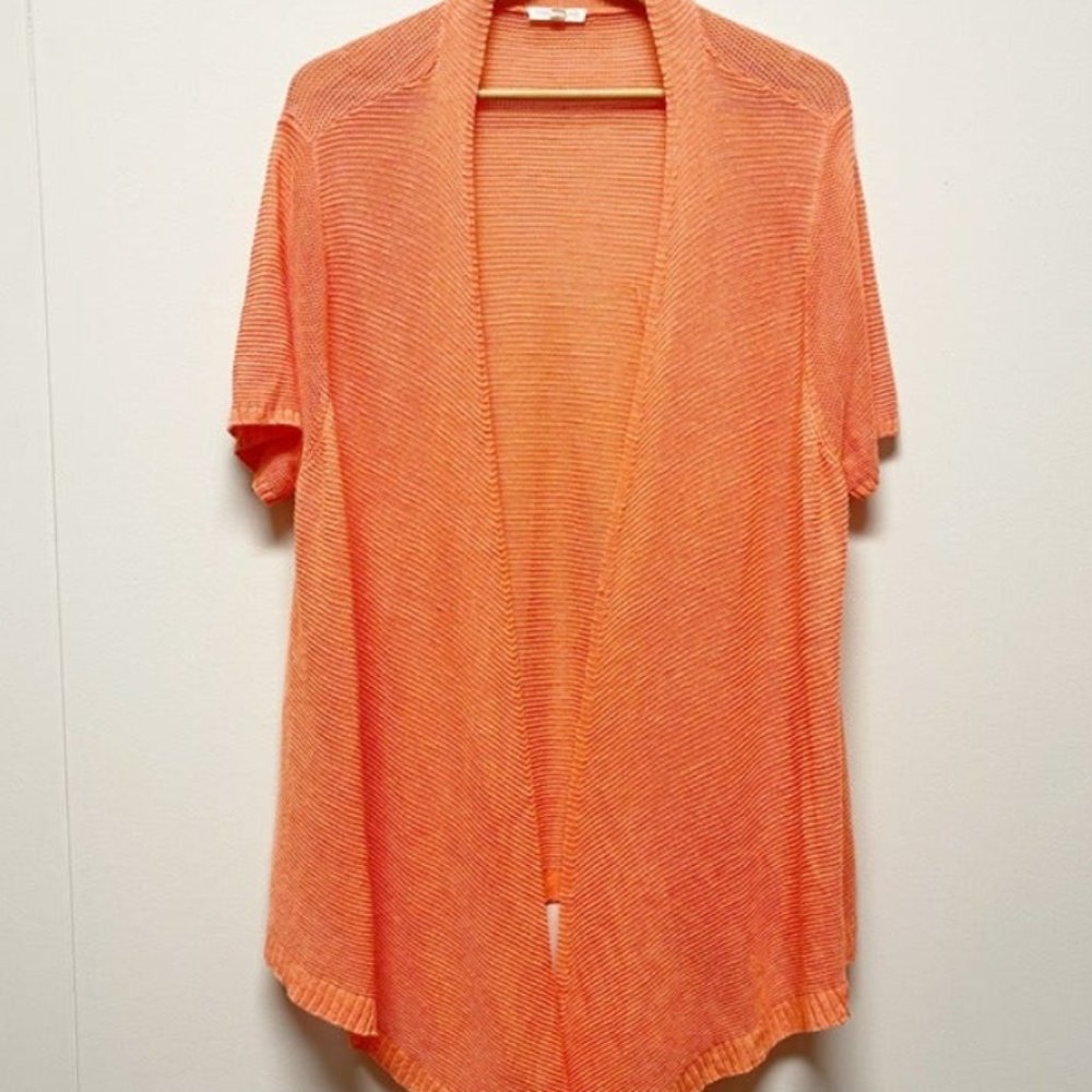 Linen Open Front Waterfall Cardigan